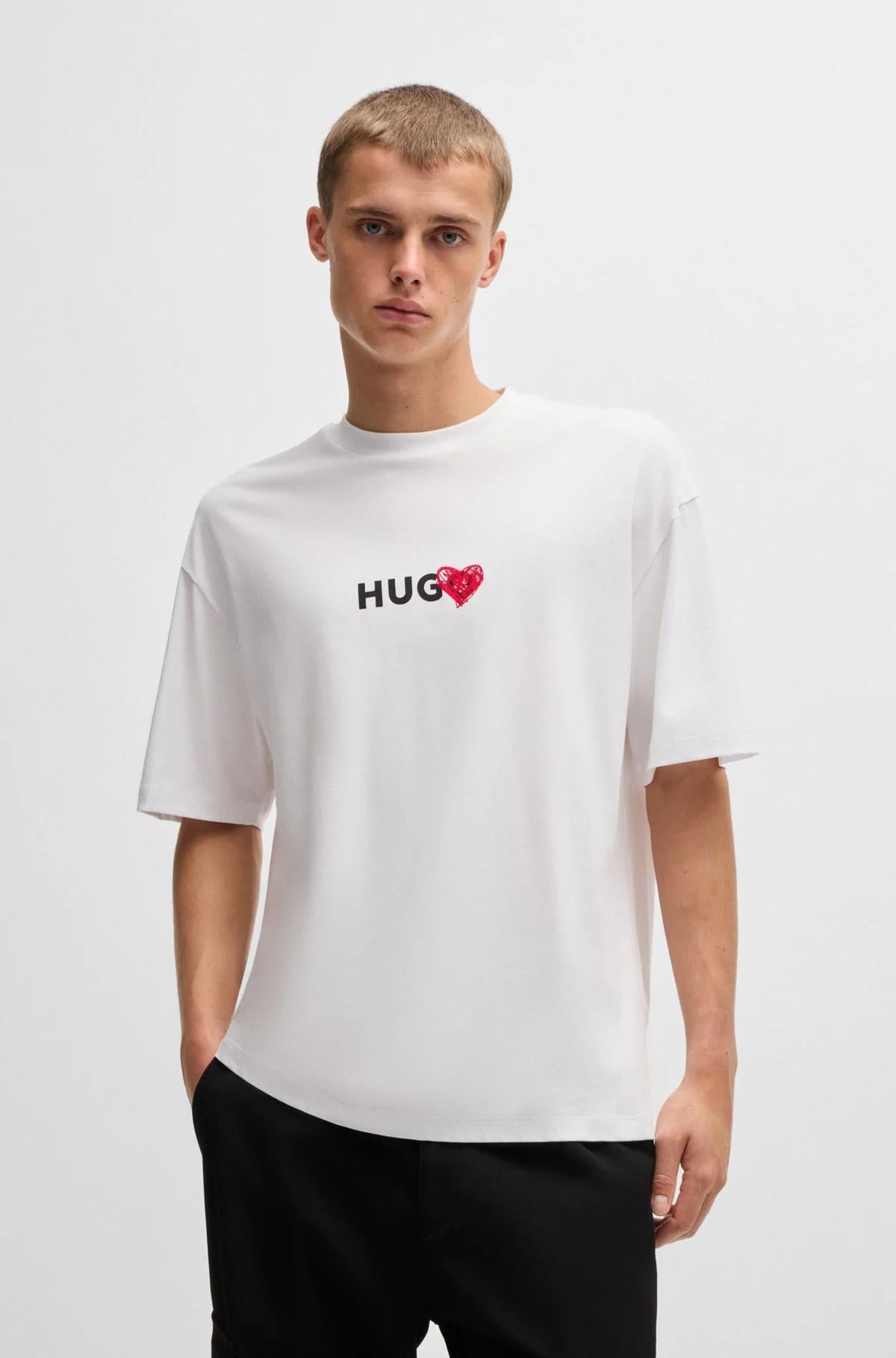 T-shirt in jersey di cotone con grafica con cuore 50530557 100 HUGO 