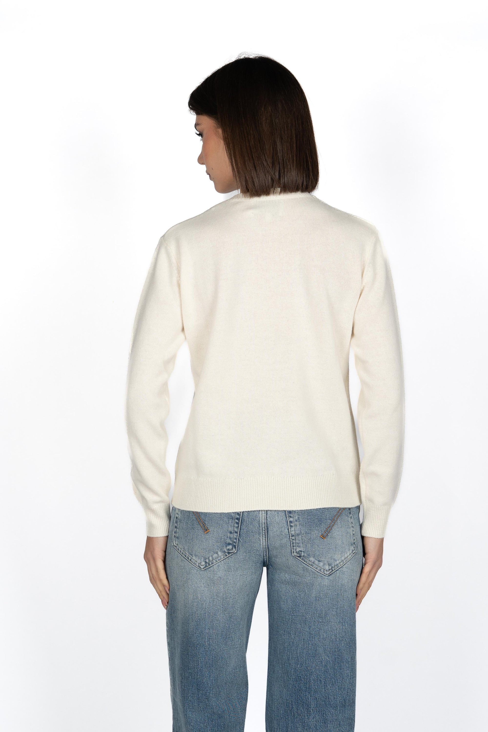 Maglione New Queen con ricamo lurex Favolosa QUE0010 03953I MC2 SAINT BARTH 