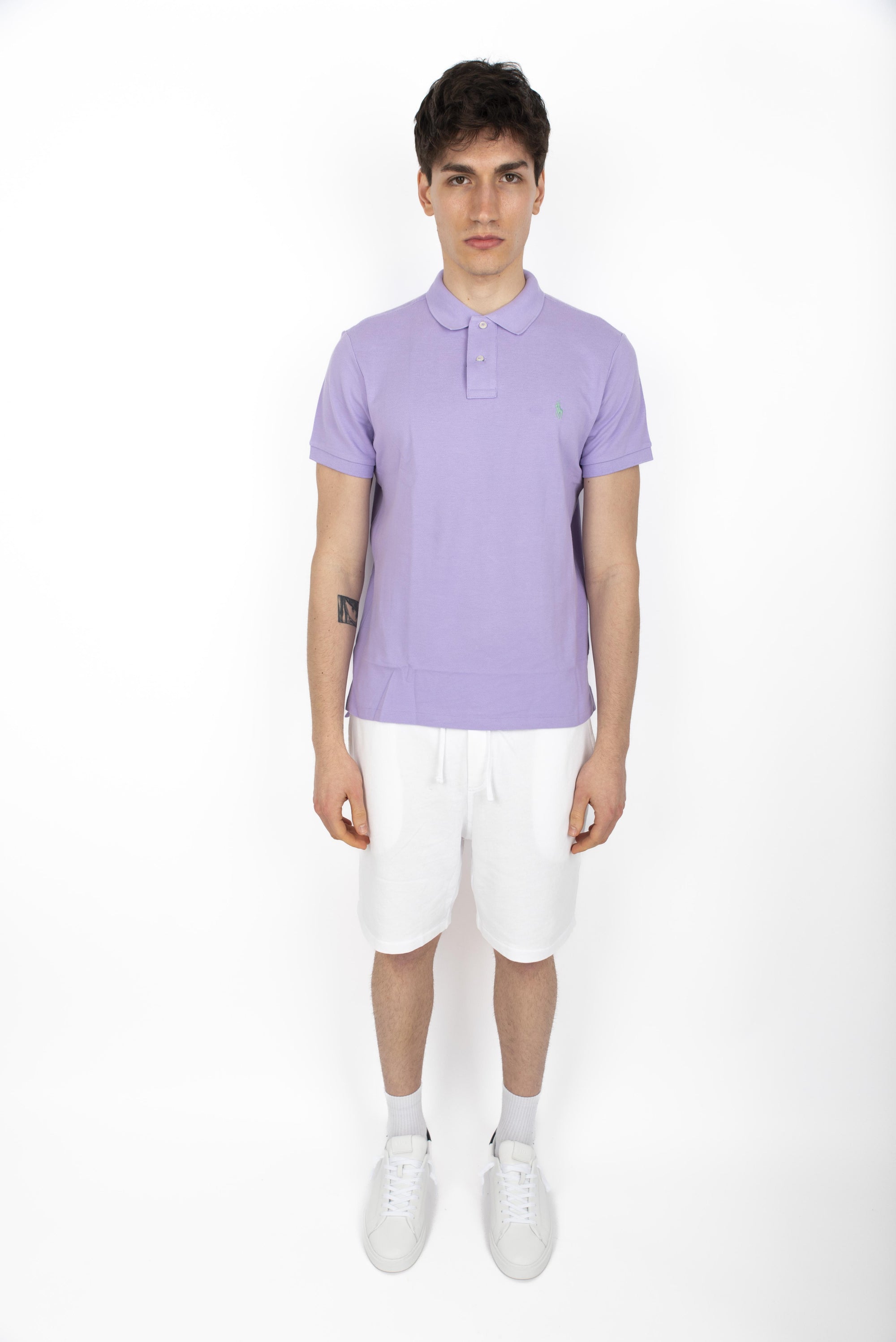 Polo light lilac in piqué Slim Fit  710680784 423 POLO RALPH LAUREN 