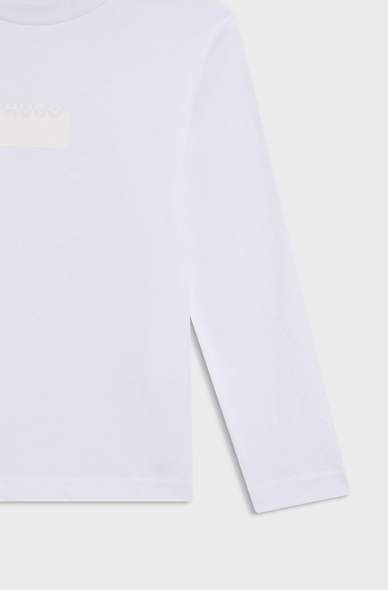 Maglia a maniche lunghe in cotone con logo spezzato G00437 10PB HUGO 