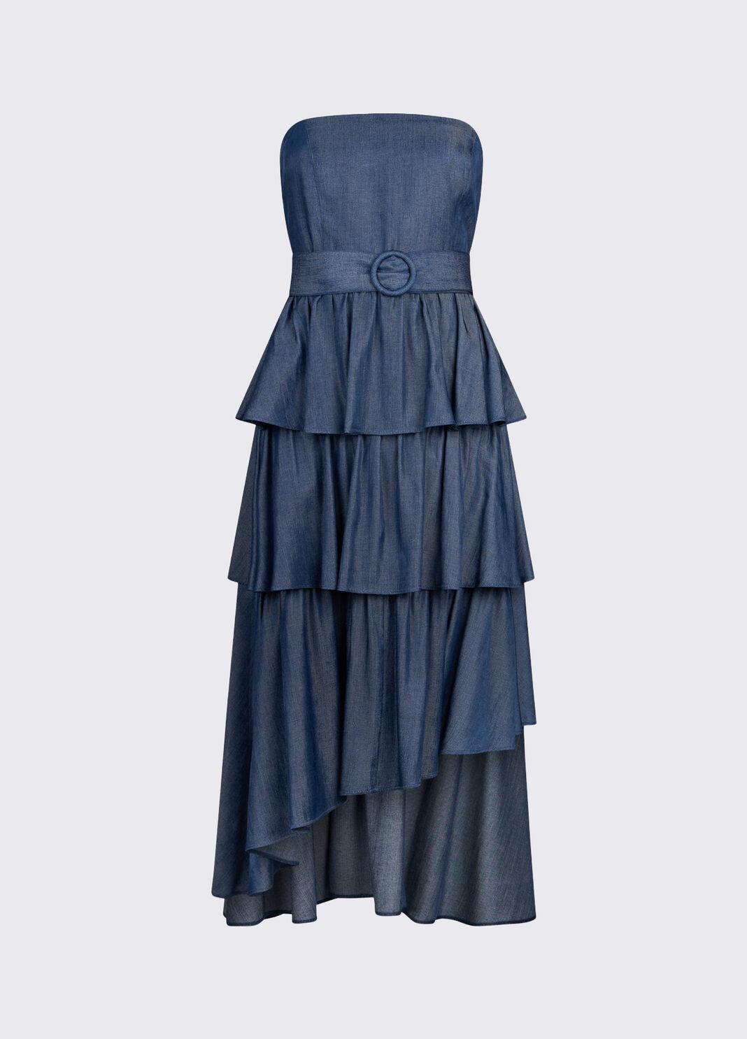 Abito midi asimmetrico UA6275D4894 77000 LIU JO BLUE DENIM 