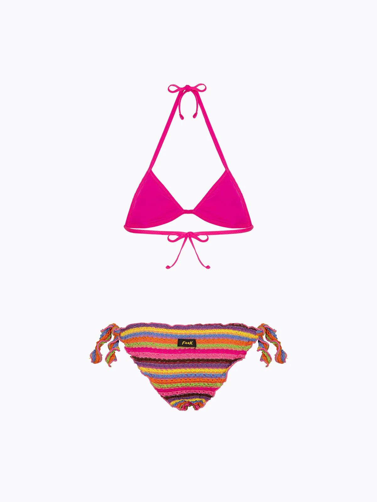 Bikini Bambina F**K Triangolo con Slip Regolabile Multicolor FJ26SG0600 MC F**K 