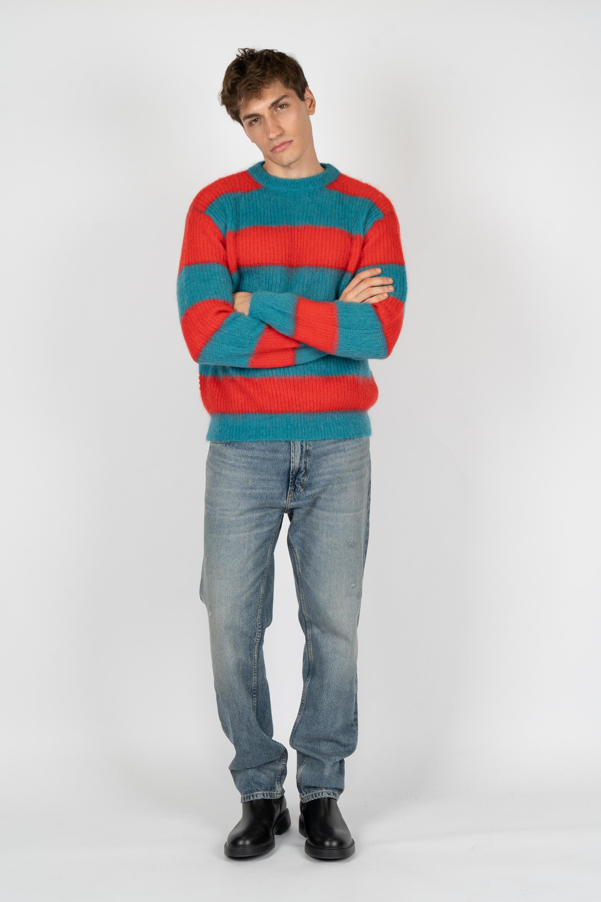 Maglione con motivo a righe B9F0070 FV447 AMARANTO 