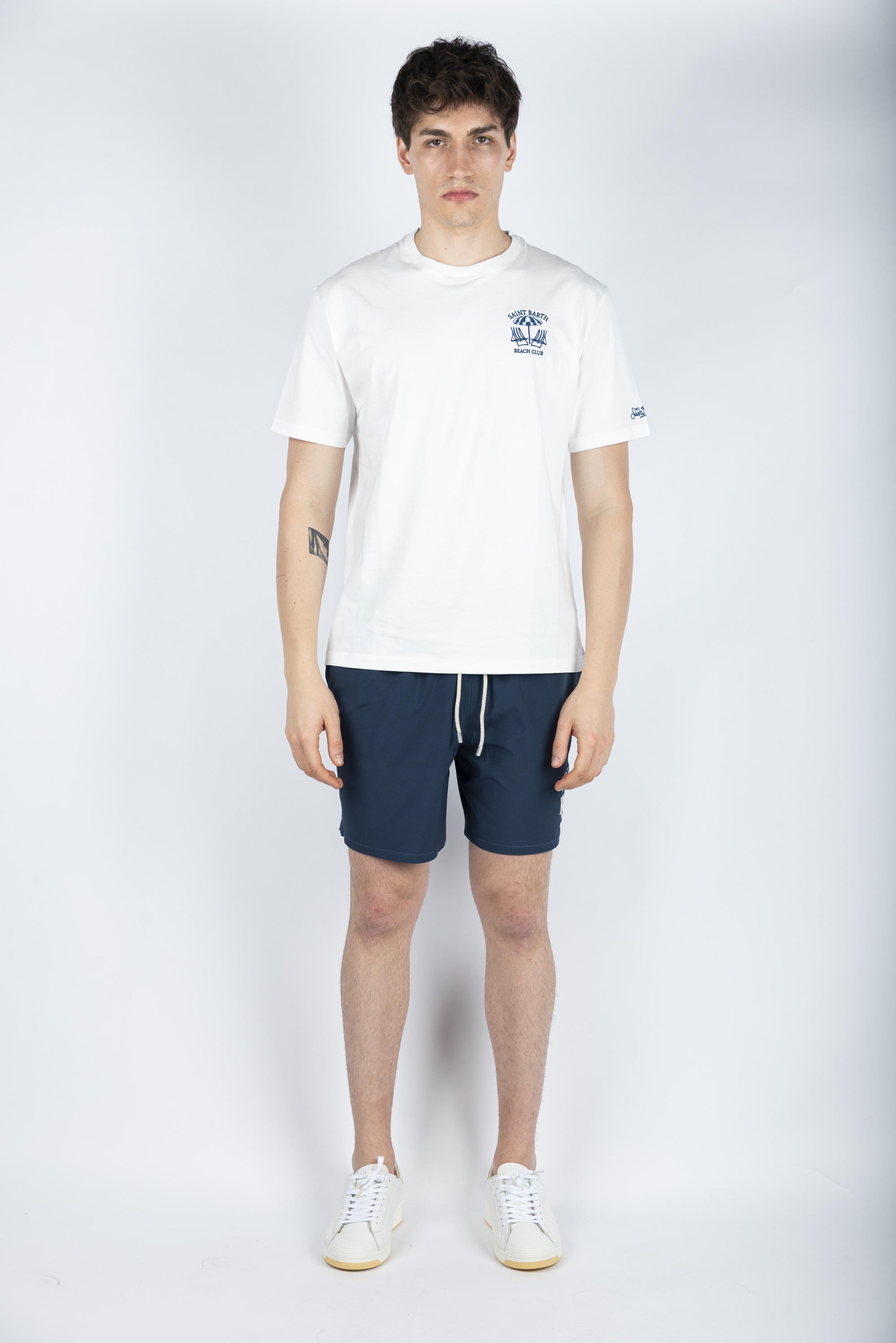 T-shirt Saint Barth Beach Club in jersey di cotone Classic Fit con ricamo bianco POT0001 05160H MC2 SAINT BARTH 