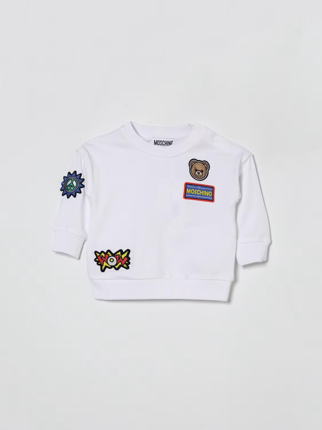Felpa con patch M9F03QLCA19 10101 MOSCHINO BABY 