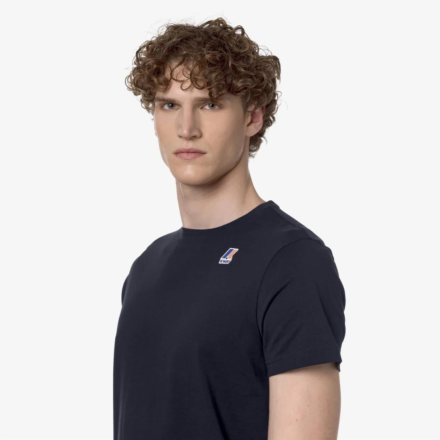 T-shirt unisex blu in cotone con logo K007JE0 K89 K-WAY 