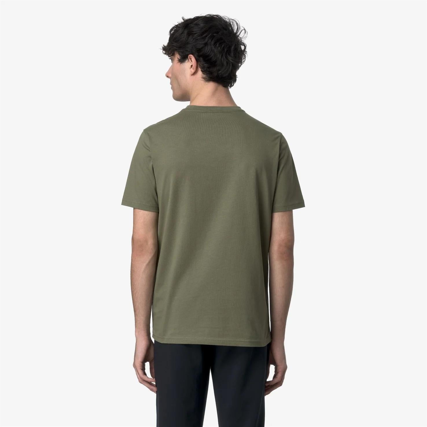 T-Shirt in Cotone Slim Fit Uomo Verde Lichene K7125UW V15 K-WAY 