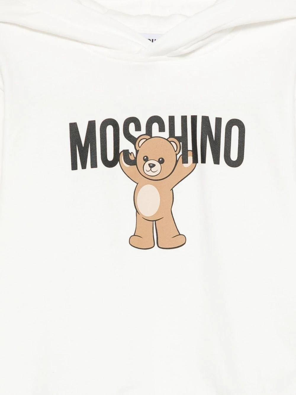 Felpa con stampa Teddy e cappuccio HUF09FLCA40 10063A MOSCHINO KID 