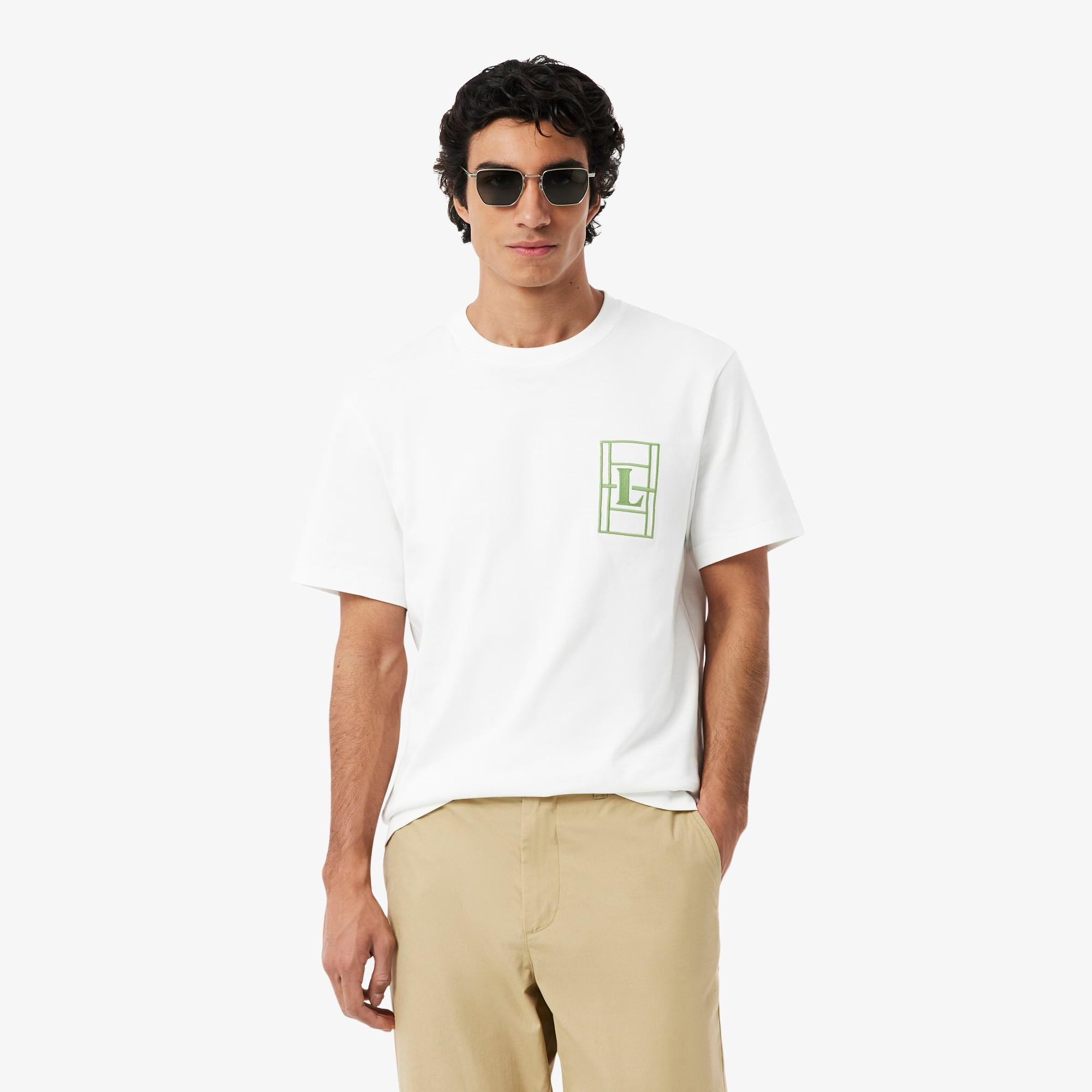T-shirt in jersey pesante ricamato TH1716 001 LACOSTE 