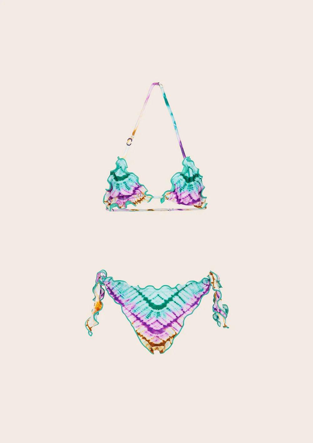 Bikini Bambina Triangolo con Slip Regoalbile Fantasia verde acqua G1G05TAX 50 F**K 