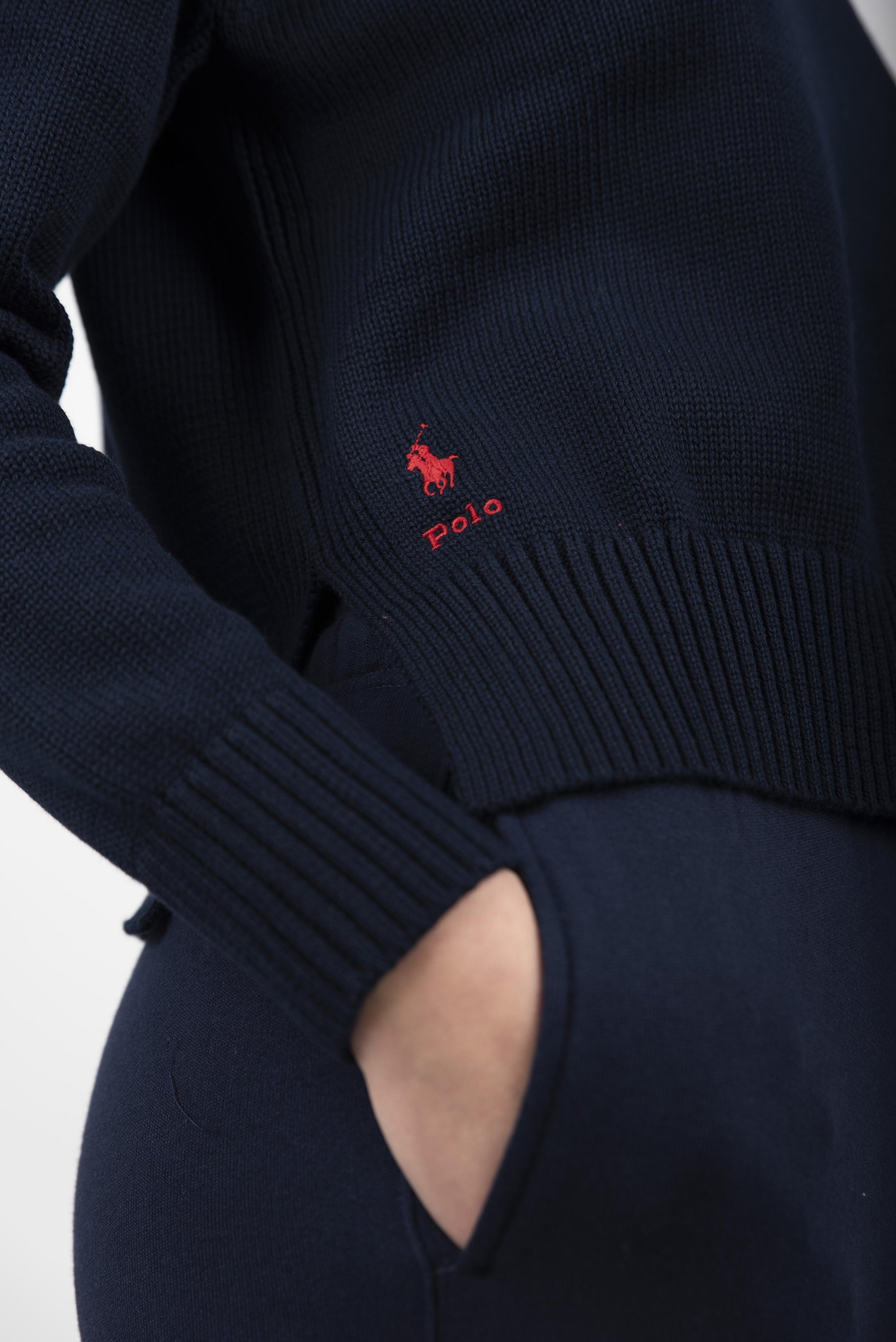 Maglia a girocollo in cotone pullover blu cacciatore  211898583 004 POLO RALPH LAUREN 