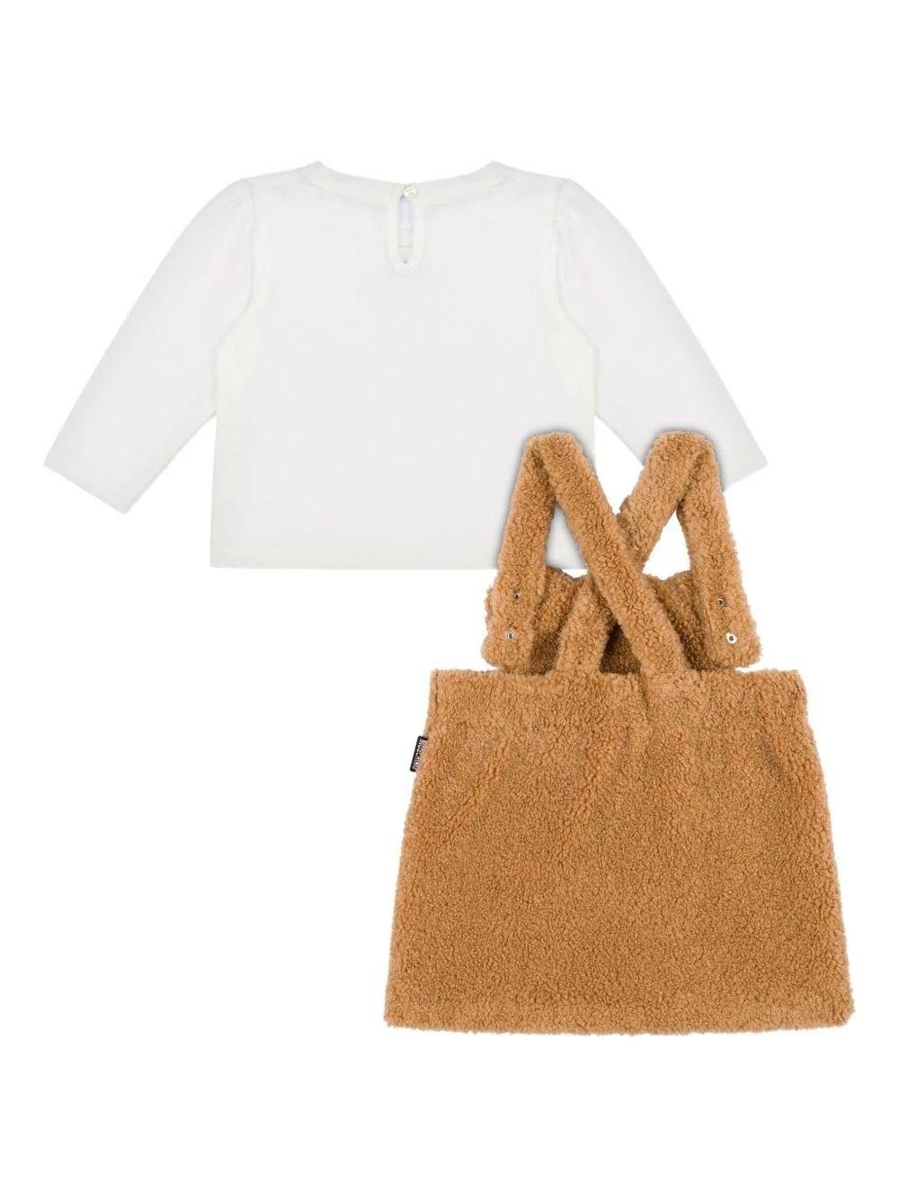 Salopette per neonata con applicazione MDK037LIA00 20351 MOSCHINO BABY 