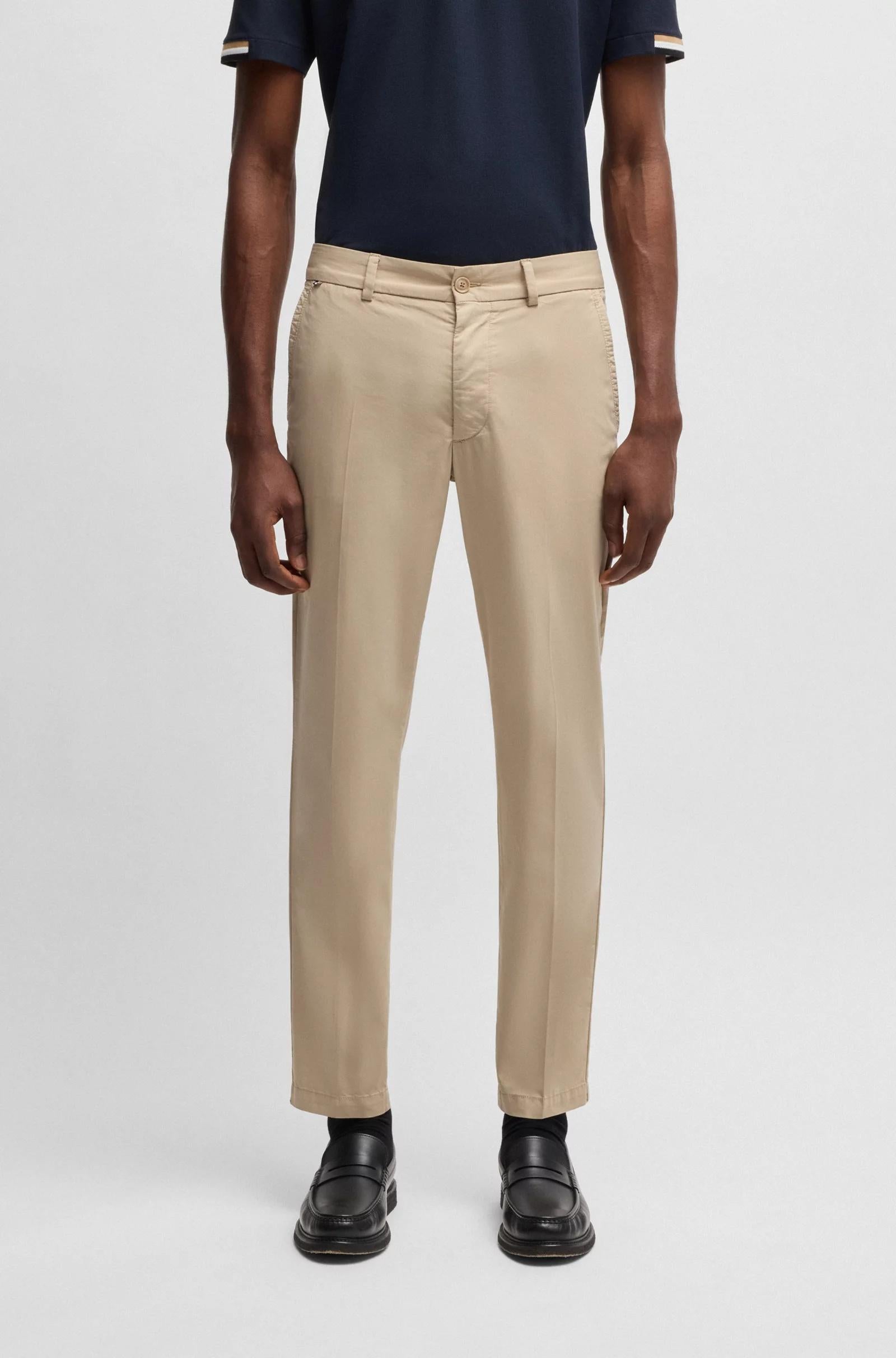 Pantaloni slim fit in satin di misto cotone 50540650 275 BOSS 