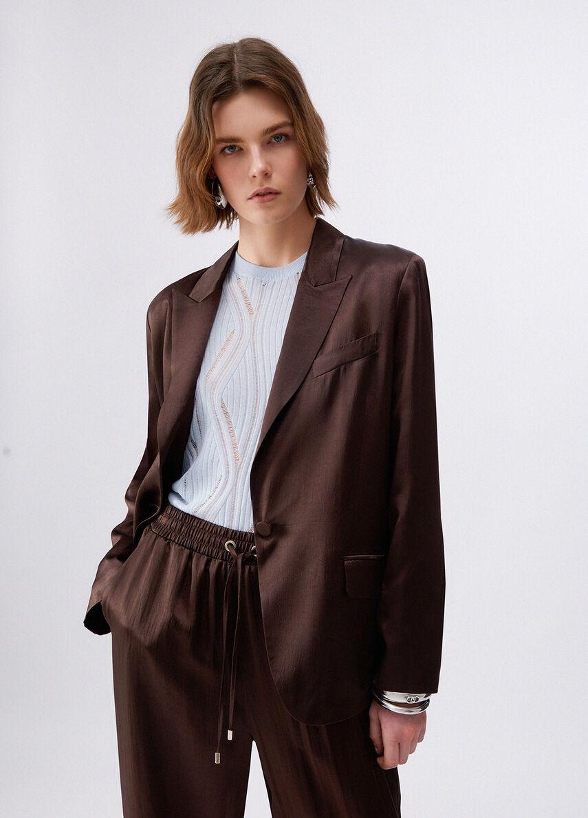 Blazer in raso con cintura CA6146T450A P9576 LIU JO BLACK 