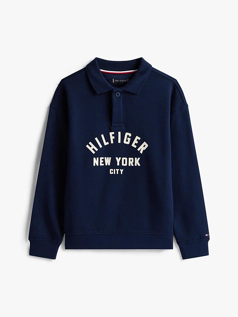 Felpa con colletto a polo e grafica curva THKB0KB09805J C1G TOMMY HILFIGER 
