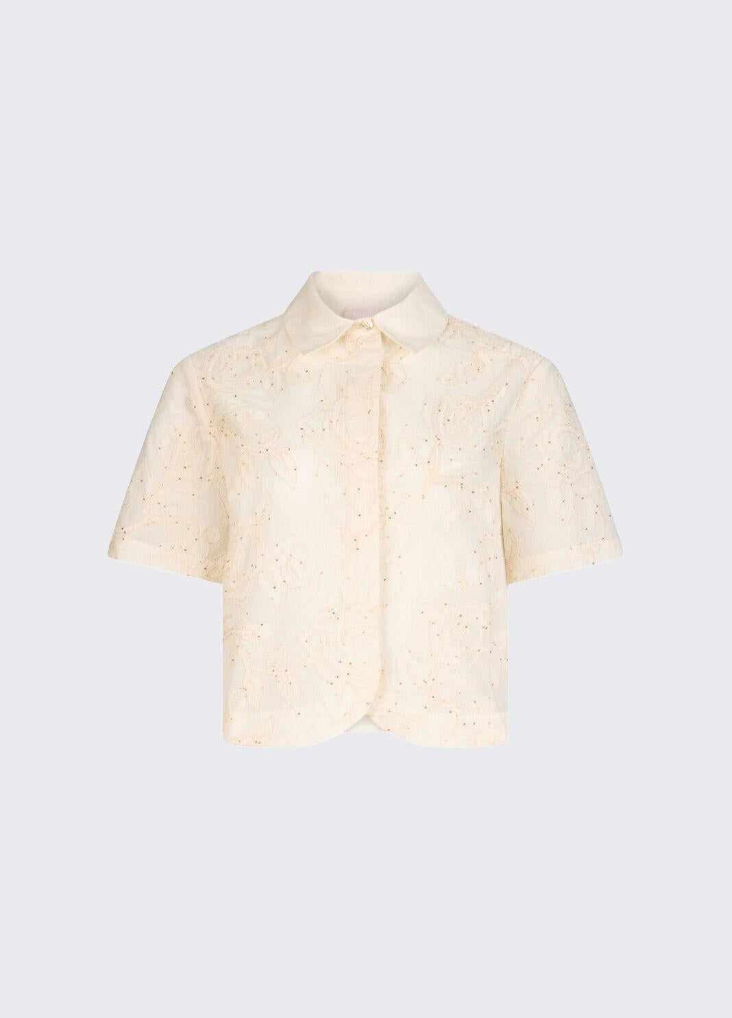 Camicia con ricami e paillettes WA6508T472A P9417 LIU JO WHITE1 