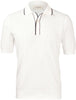 Organic cotton ribbed knit polo shirt in white and blue