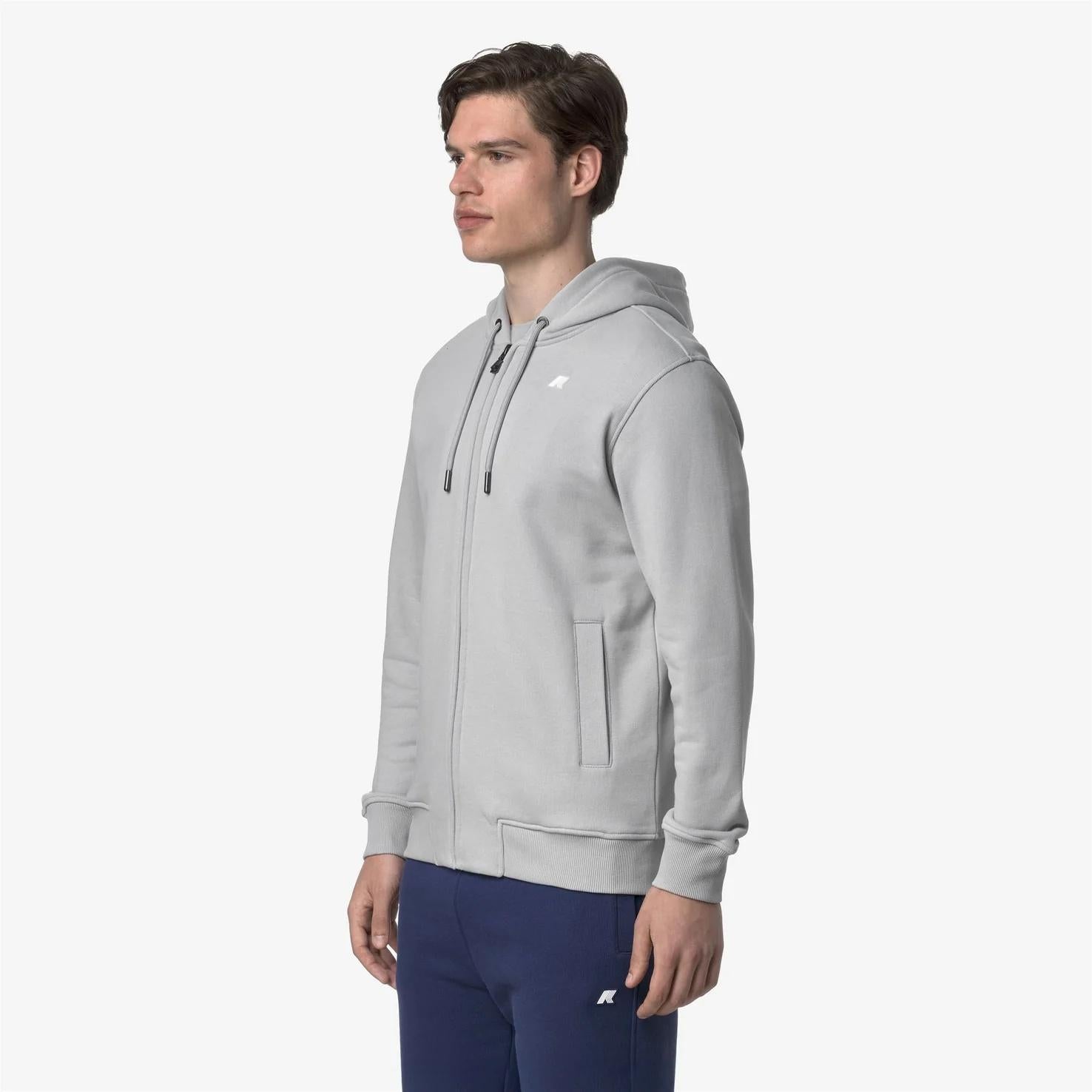 Giacca in pile casual da uomo grigio con cappuccio regolabile K31364W B31 K-WAY 