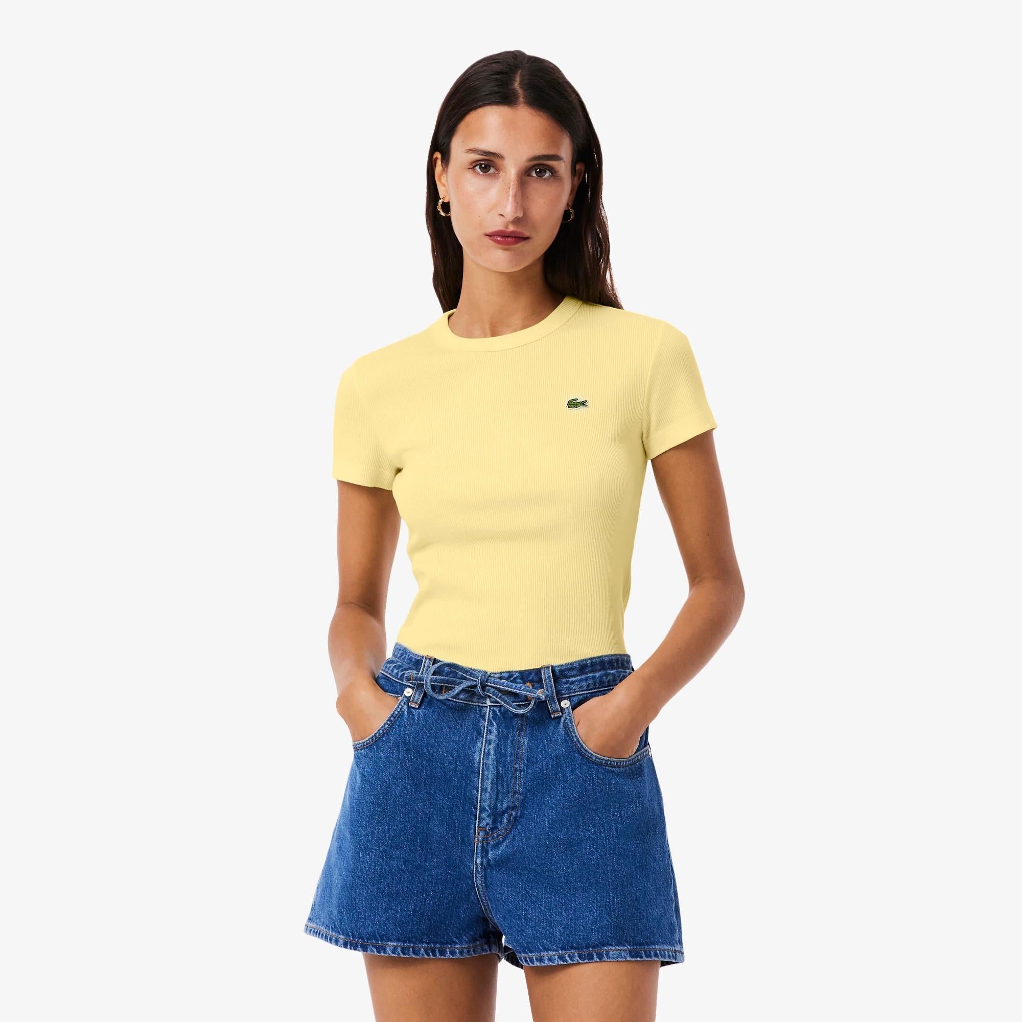 T-shirt in cotone a costine slim fit TF5538 107 LACOSTE 