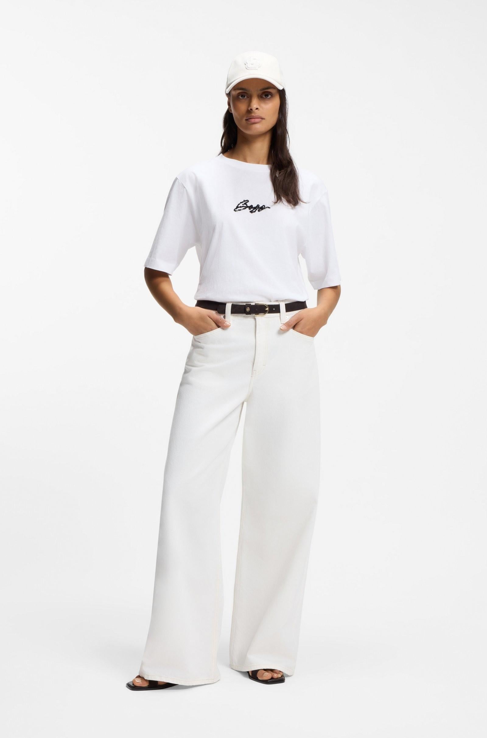 T-shirt in jersey di cotone con stampa grafica 50559075 100 BOSS 