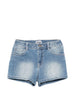 Denim shorts with graphic print on the back