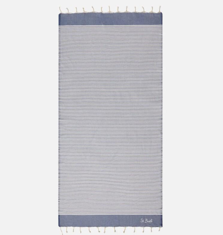 Telo mare Foutas a righe piccole blu navy e bianche FOUT012 07701L MC2 SAINT BARTH 