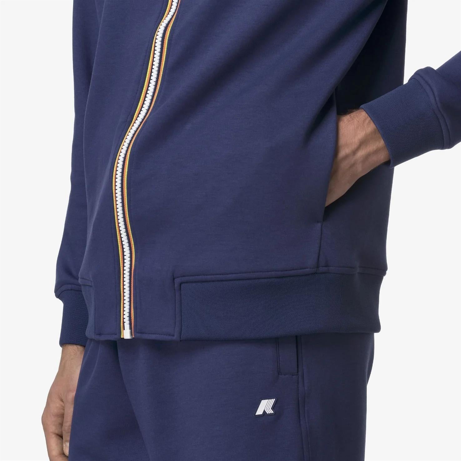 Giacca in caldo pile da uomo blu con cappuccio regolabile K1151UW 867 K-WAY 