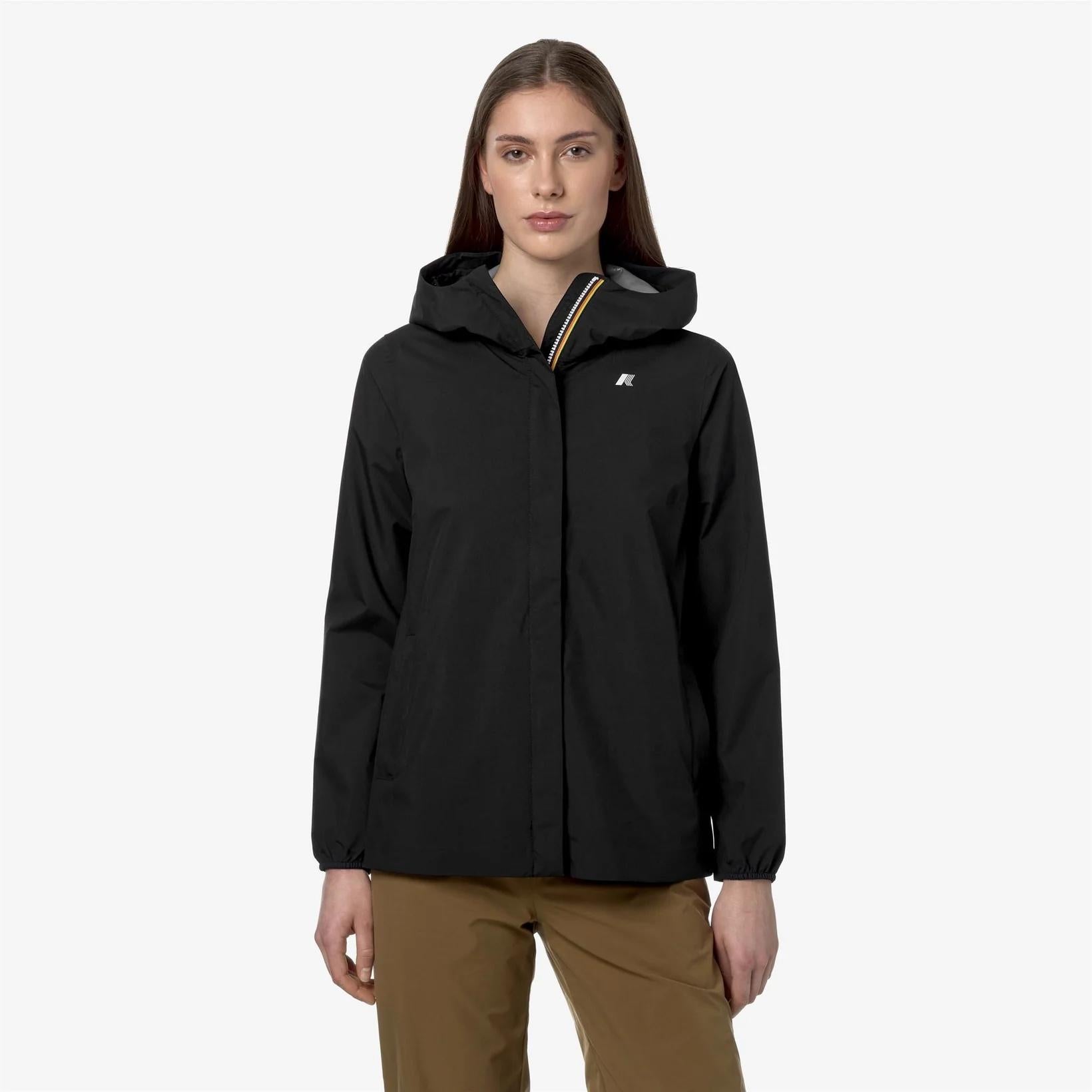 Giacca impermeabile donna Marguerite Stretch Dot nero mezza lunghezza K31382W USY K-WAY 
