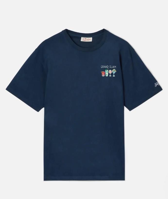 T-shirt Portofino blu con ricamo Grand Slam POT0001 04483L MC2 SAINT BARTH 