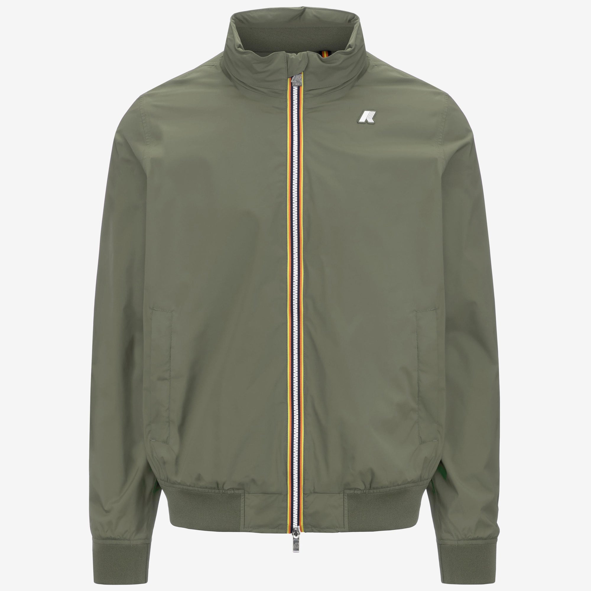 Giacca corta da uomo resistente alle intemperie verde con nylon elasticizzato K3123VW V15 K-WAY 
