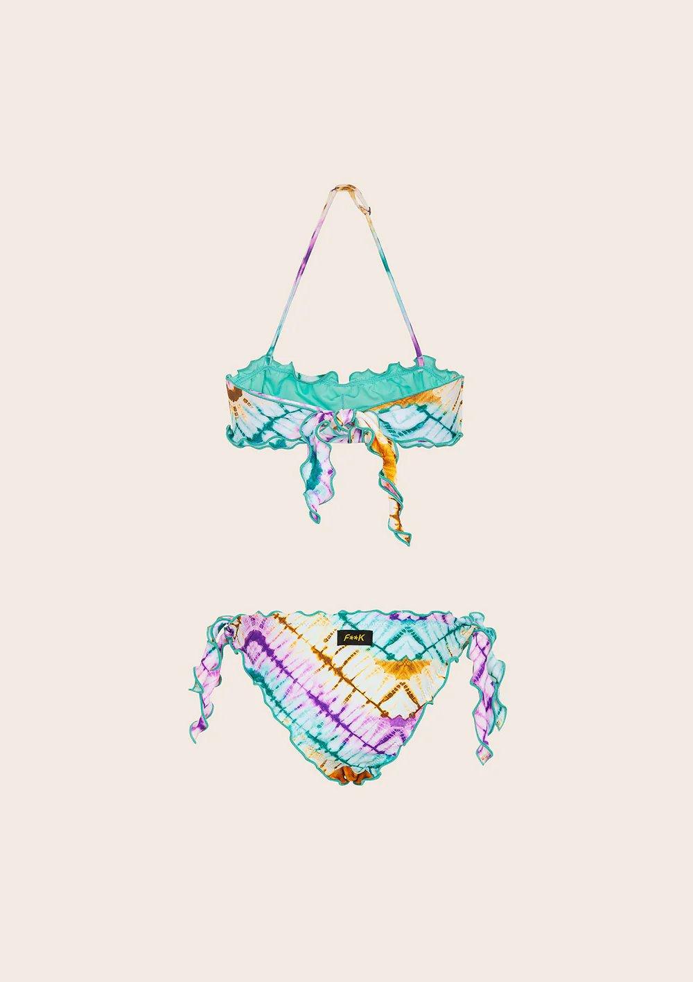 Bikini Bambina Fascia con Slip Regoalbile Fantasia verde acqua G1G06BAX 50 F**K 