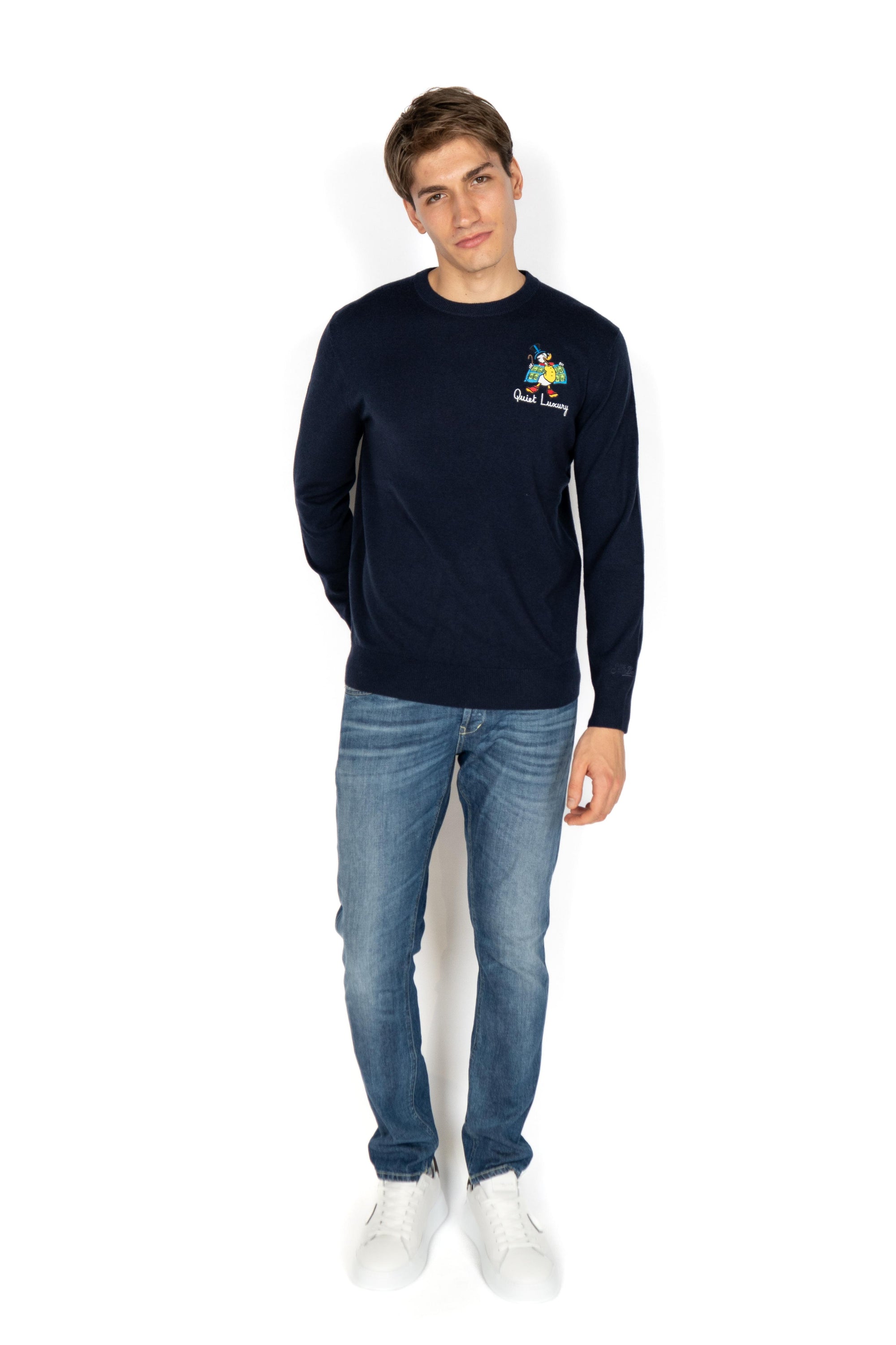Maglione a girocollo Heron Light con ricamo Zio paperone HER0024 02933I MC2 SAINT BARTH 