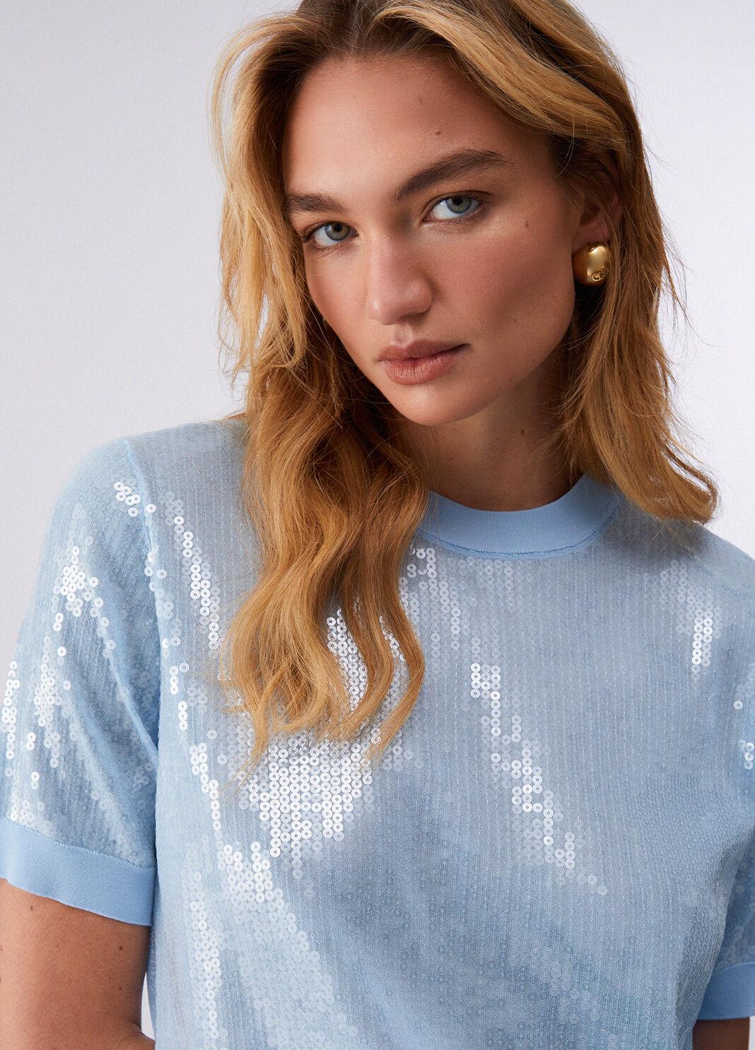 Top con paillettes WA6216MA68R P9377 LIU JO WHITE1 