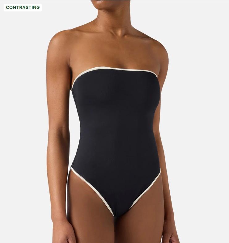 Costume intero Khyra string a fascia nero con dettagli a contrasto KHR0002 00174L MC2 SAINT BARTH 