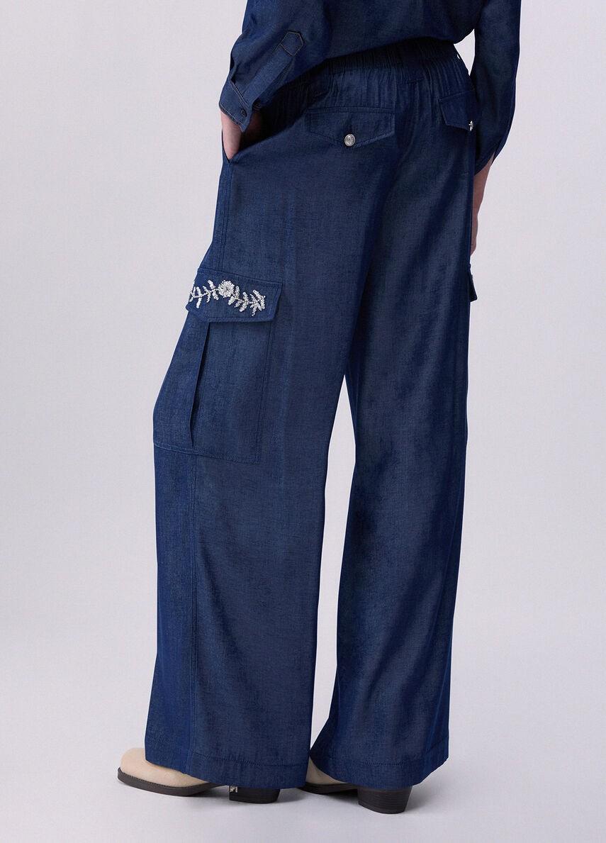 Jeans con castoni gioiello UA6290D4894 77000 LIU JO BLUE DENIM 