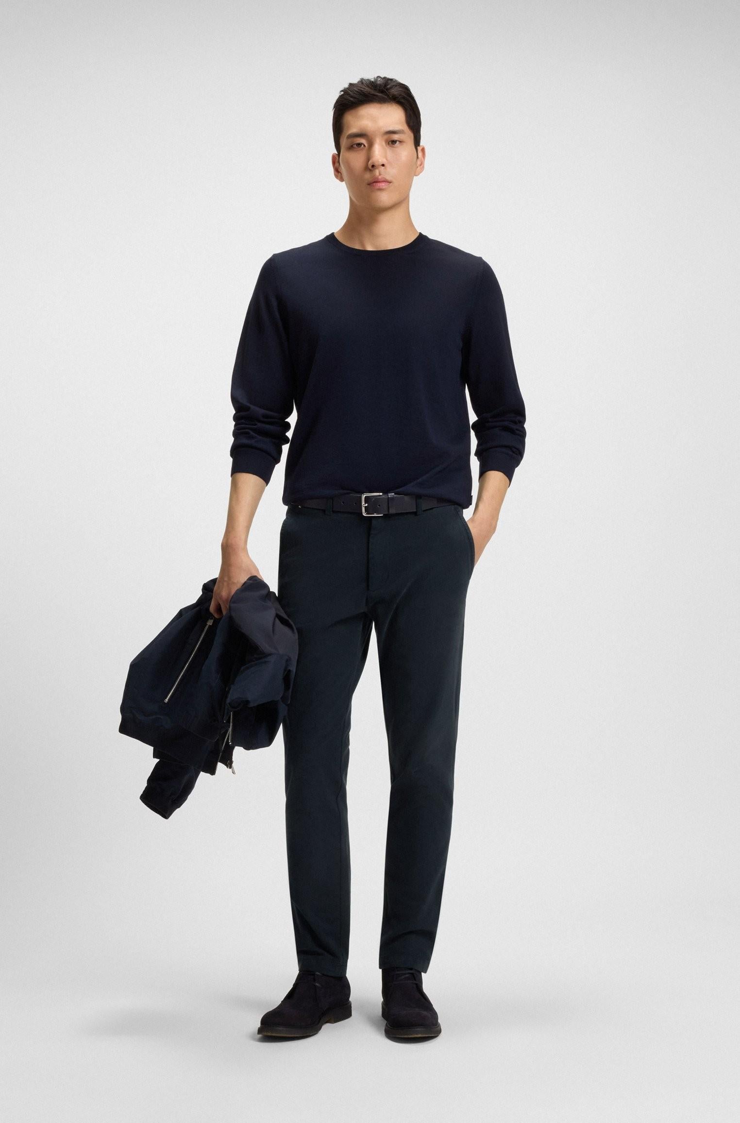 Pantaloni slim fit in gabardine di cotone elasticizzato 50543312 404 BOSS 
