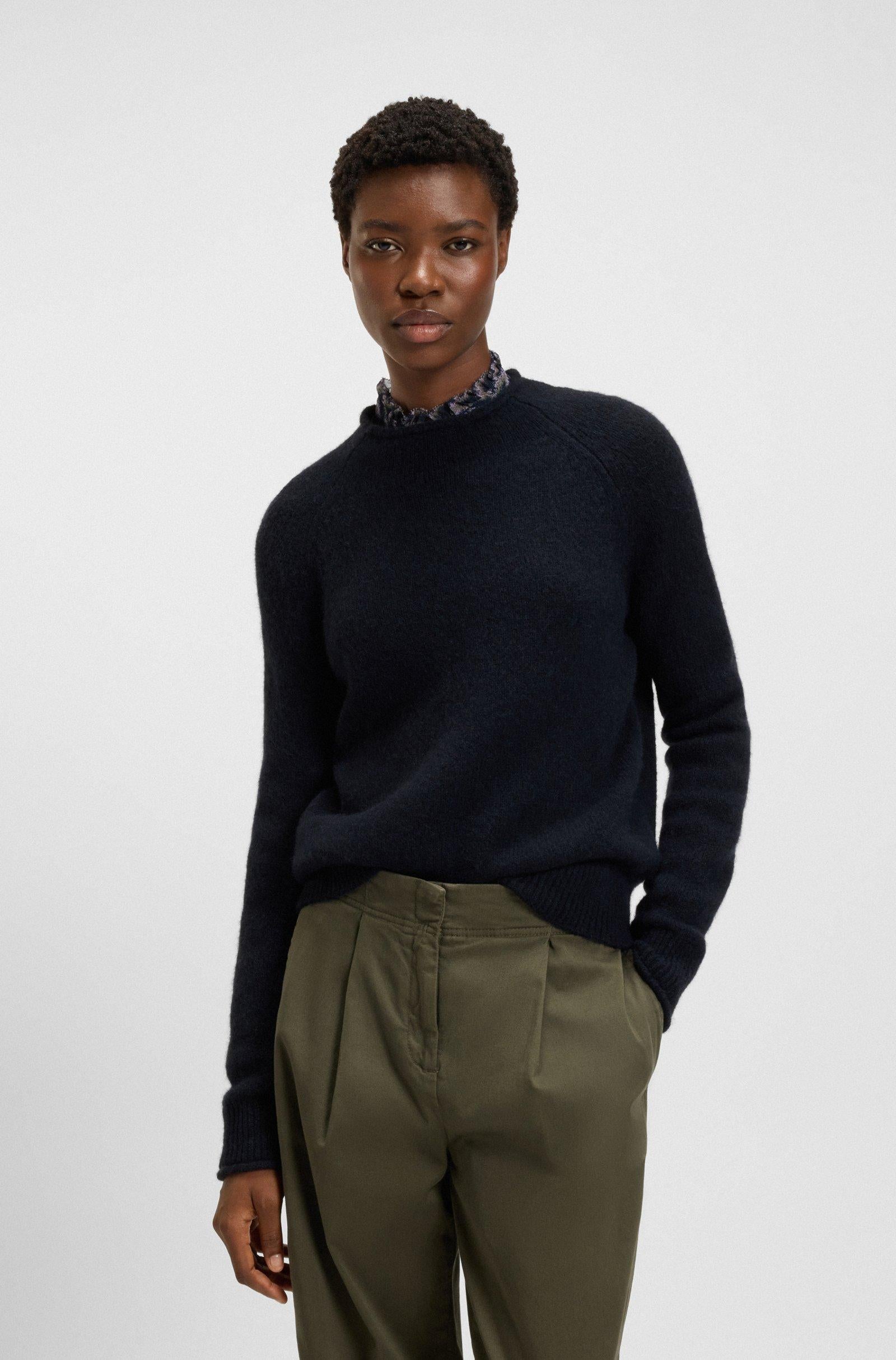 Maglione in misto lana con colletto e polsini arrotolati 50548930 408 BOSS 