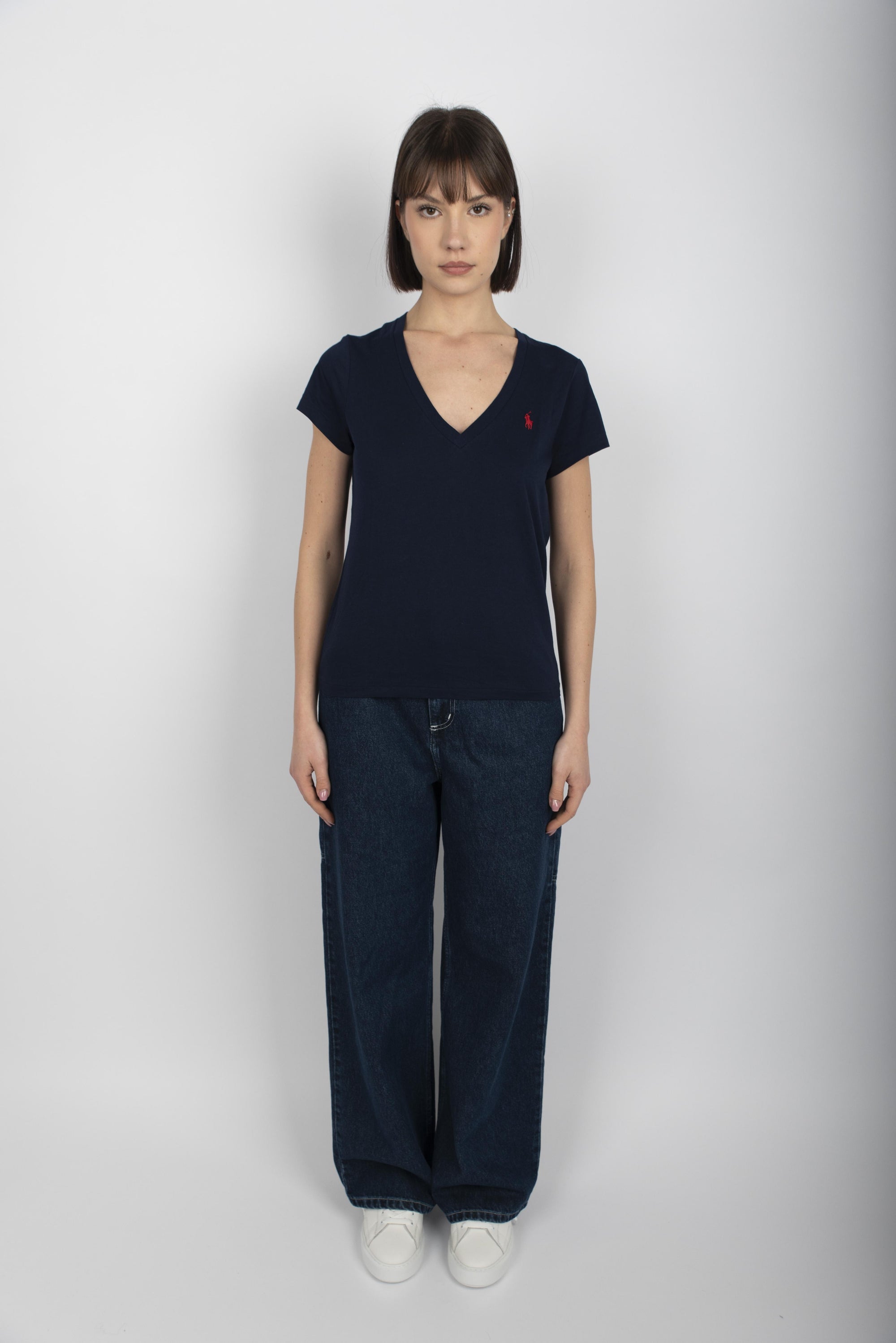 Maglietta in jersey con scollo a V blu navy crociera 211902403 002 POLO RALPH LAUREN 