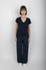 Maglietta in jersey con scollo a V blu navy crociera