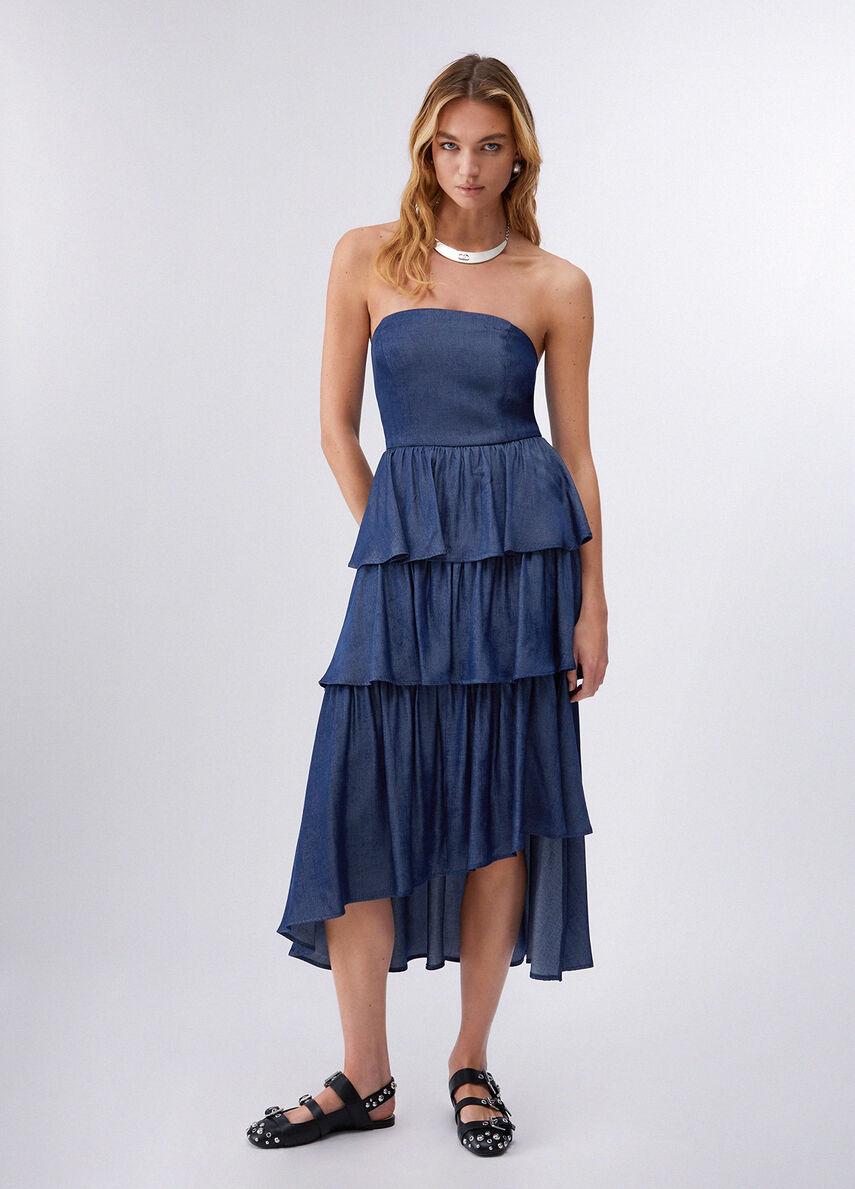 Abito midi asimmetrico UA6275D4894 77000 LIU JO BLUE DENIM 