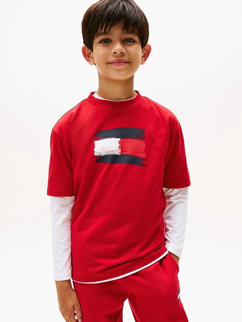 T-shirt in puro cotone con bandiera KB0KB10111T XLD TOMMY HILFIGER 
