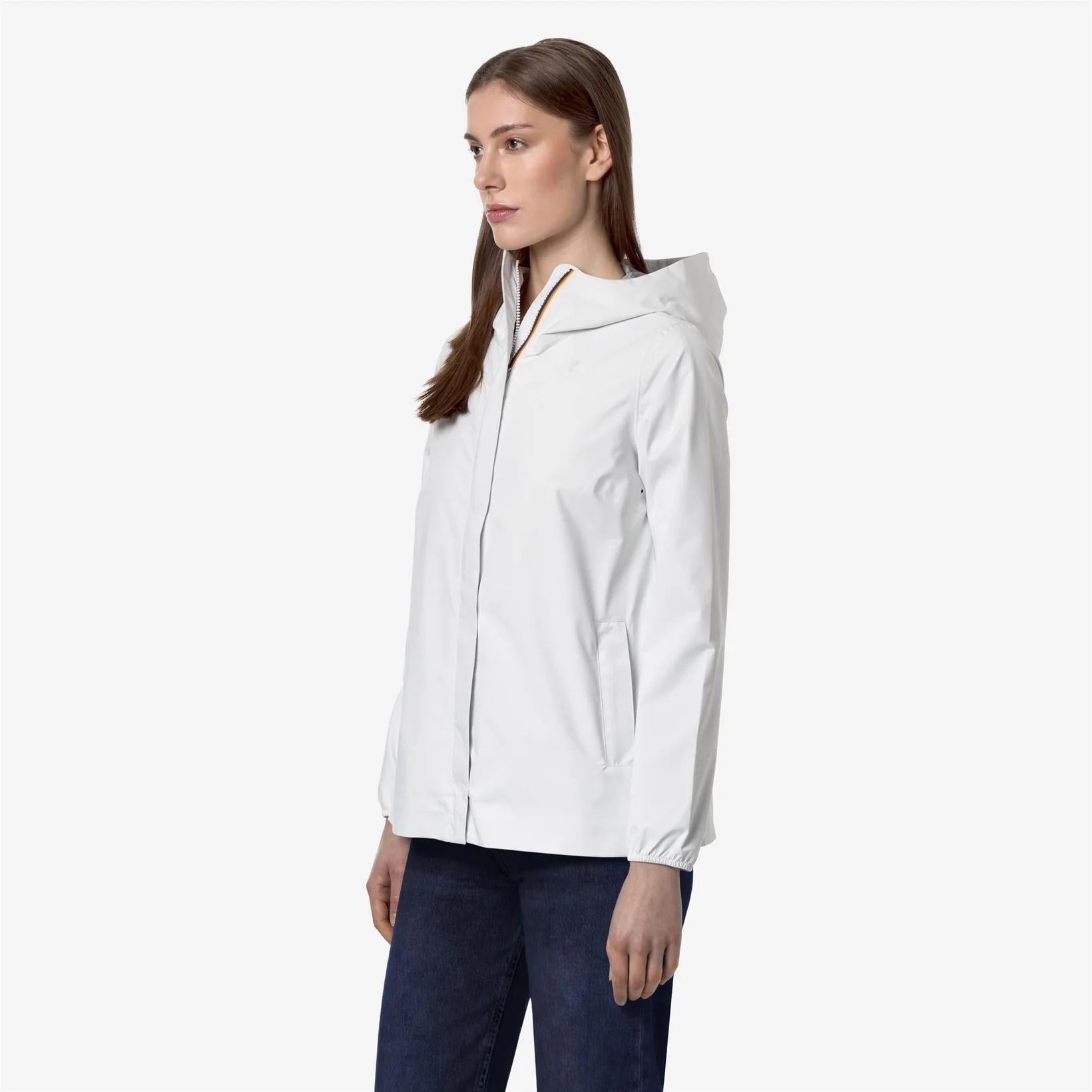 Giacca impermeabile donna Marguerite Stretch Dot  bianco mezza lunghezza K31382W 001 K-WAY 