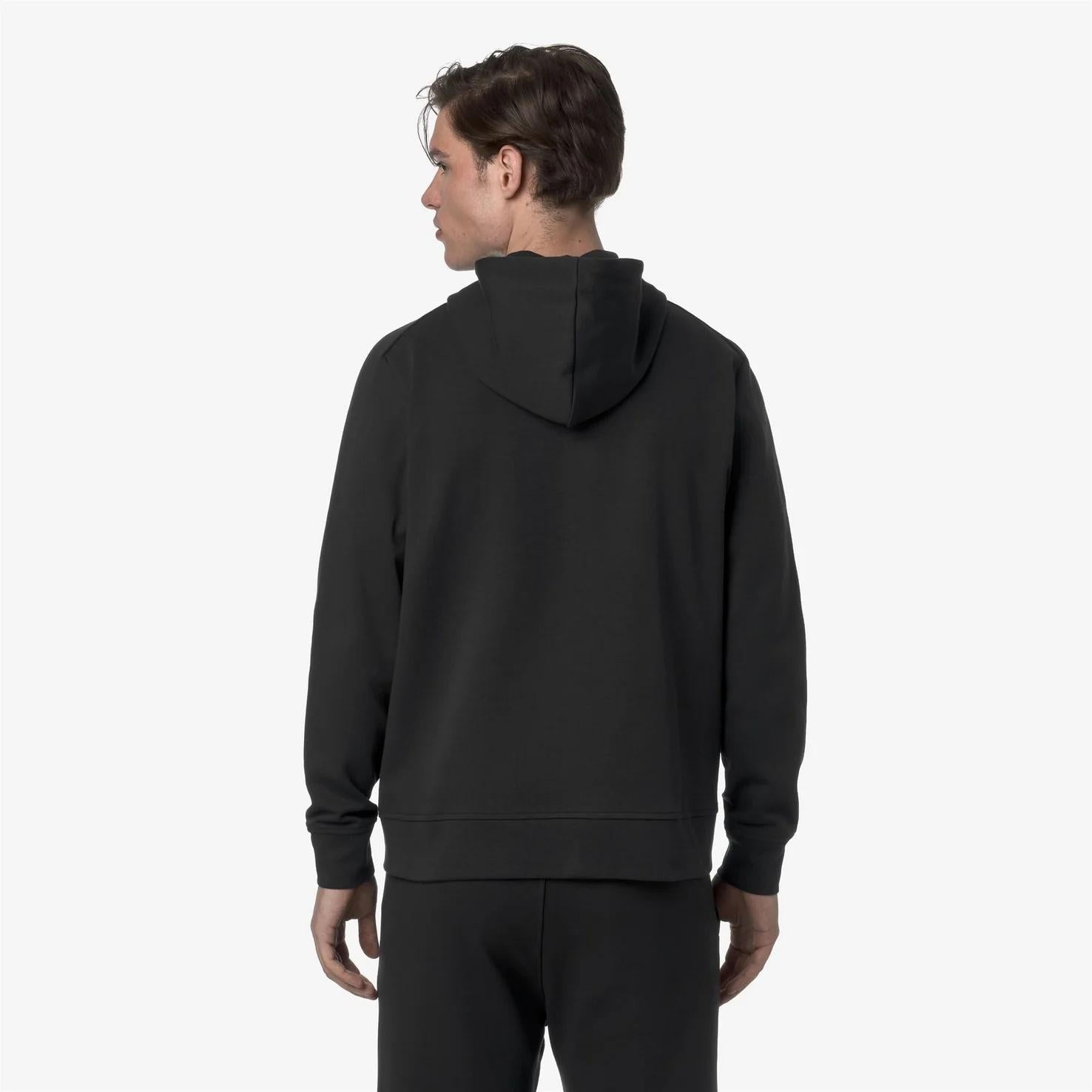 Felpa con cappuccio e zip in pile da uomo nera con tasche K31367W USY K-WAY 