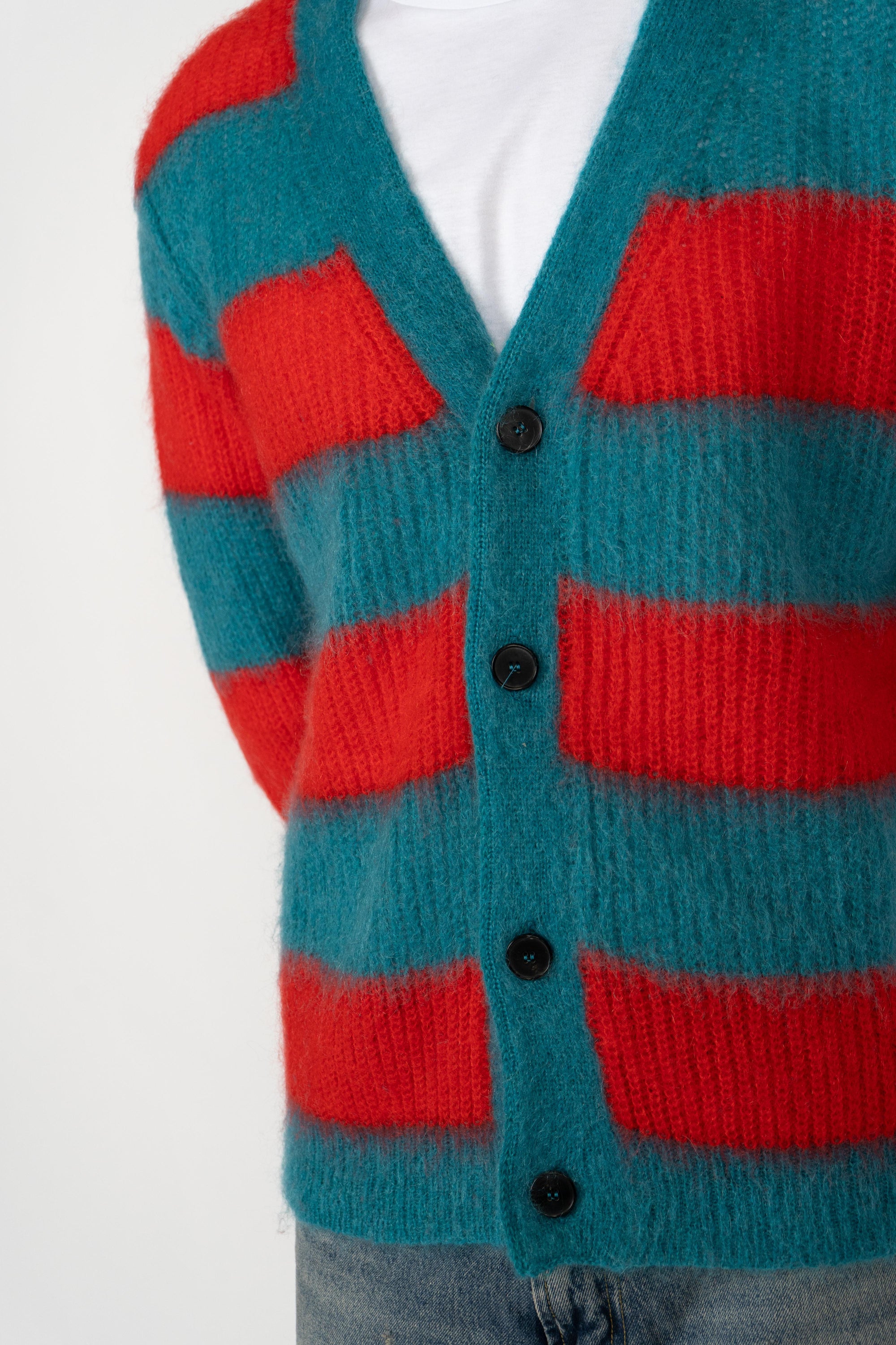 Cardigan con motivo a righe B9F0075 FV447 AMARANTO 