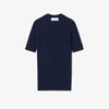 Short-sleeved ribbed merino wool sweater