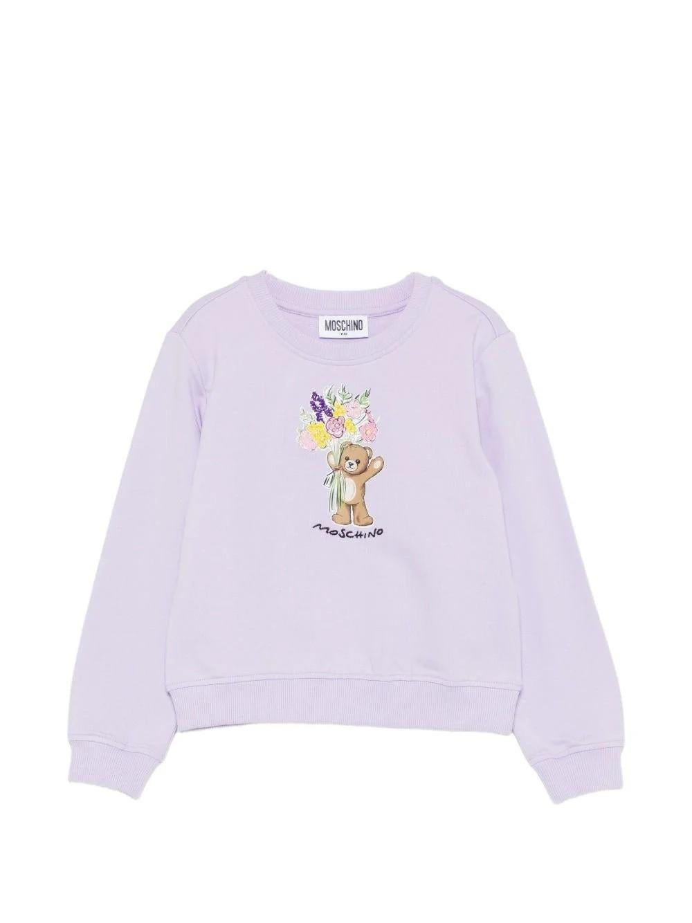Felpa con stampa orsetto HLF02MLDA00 51683A MOSCHINO KID 