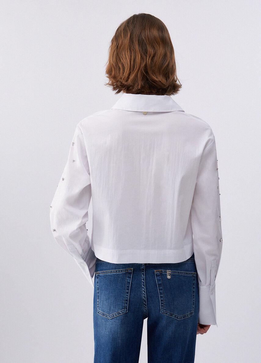 Camicia boxy con ricami gioiello WA6173T039A 11111 LIU JO WHITE1 