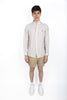 Camicia in lino a righe Custom Fit coastal beige white