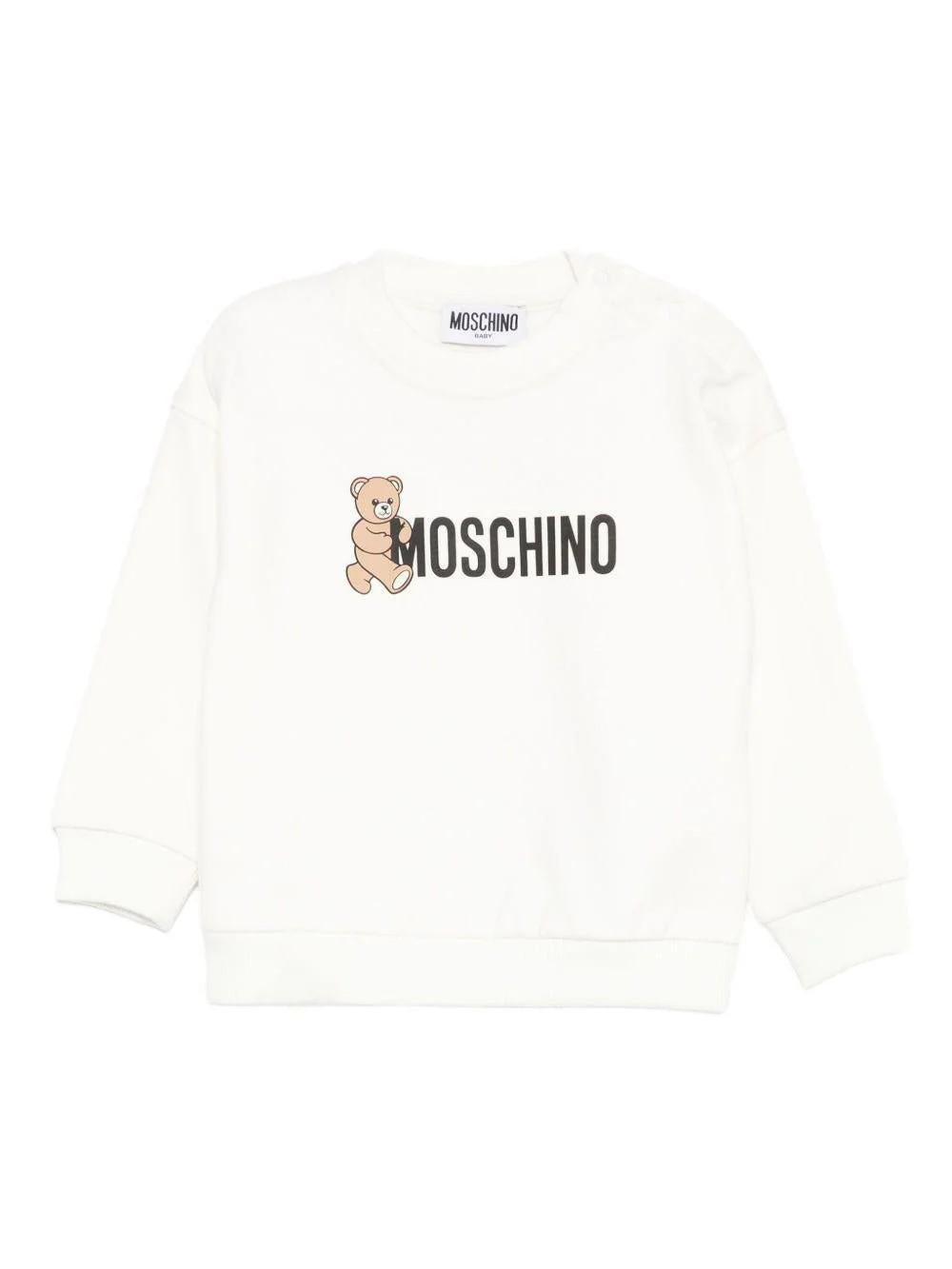 Felpa per neonato con stampa logo M8F03QLCA83 10063 MOSCHINO BABY 