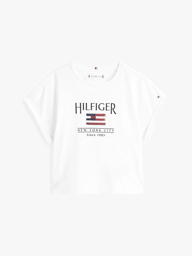T-shirt relaxed fit con paillettes KG0KG08525J YBR TOMMY HILFIGER 